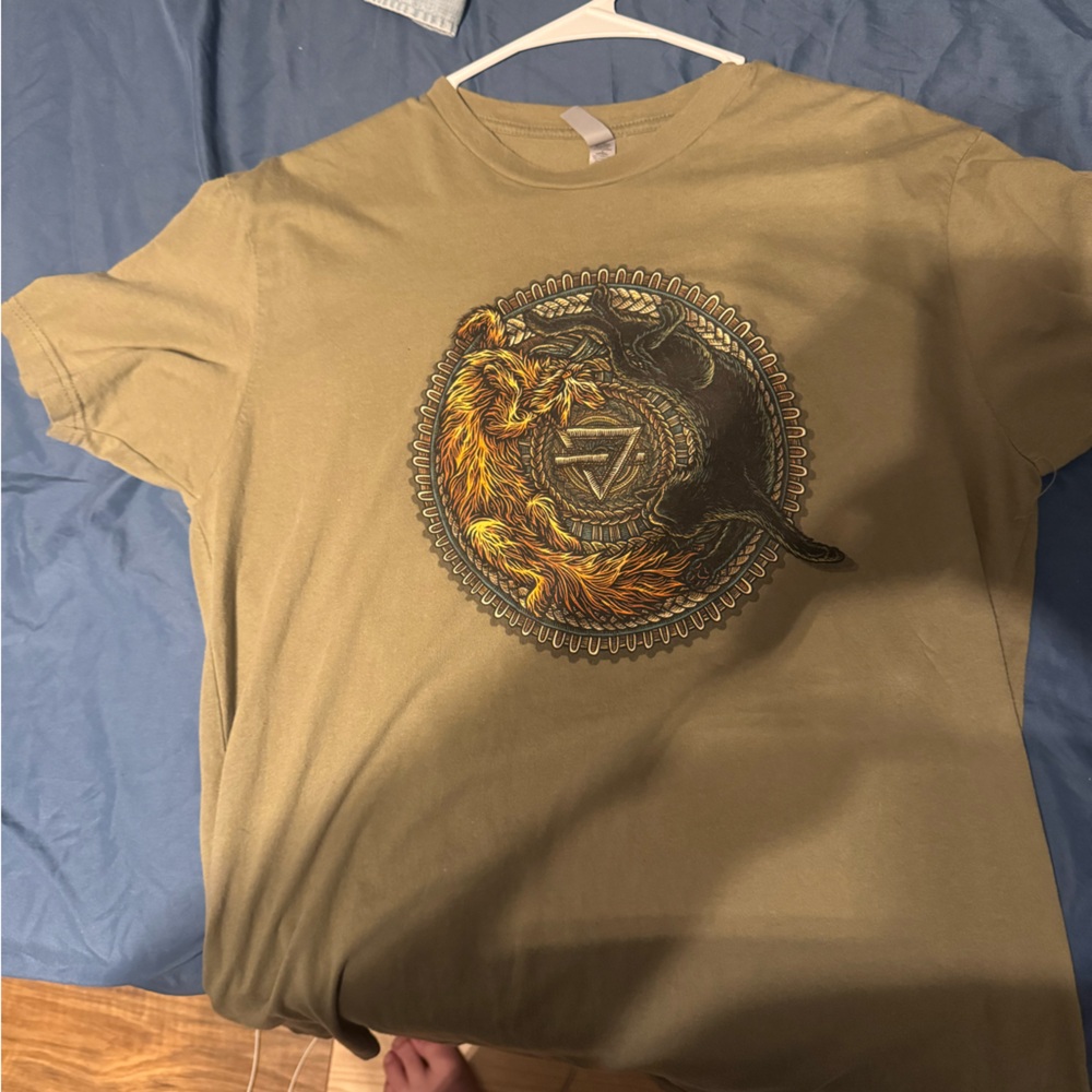 Rainbow Kitten Surprise Cat Stretch Tour Tee Army Green